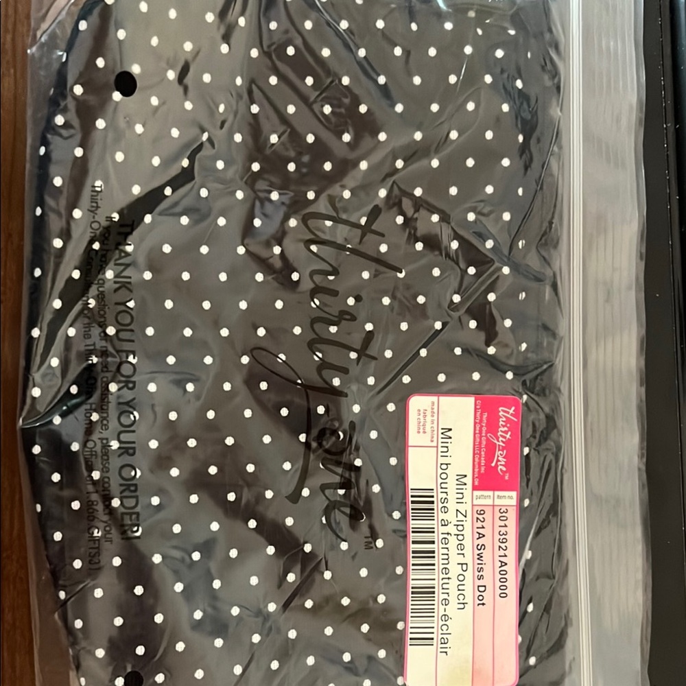 Thirty-One Black Polka Dot Mini Zipper Pouch